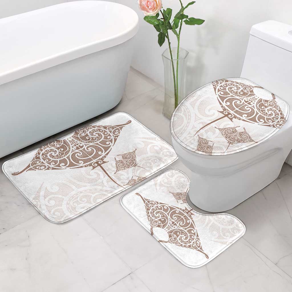 New Zealand Manta Ray Tattoo Bathroom Set Aotearoa Maori Haehae Beige - Polynesian Pride