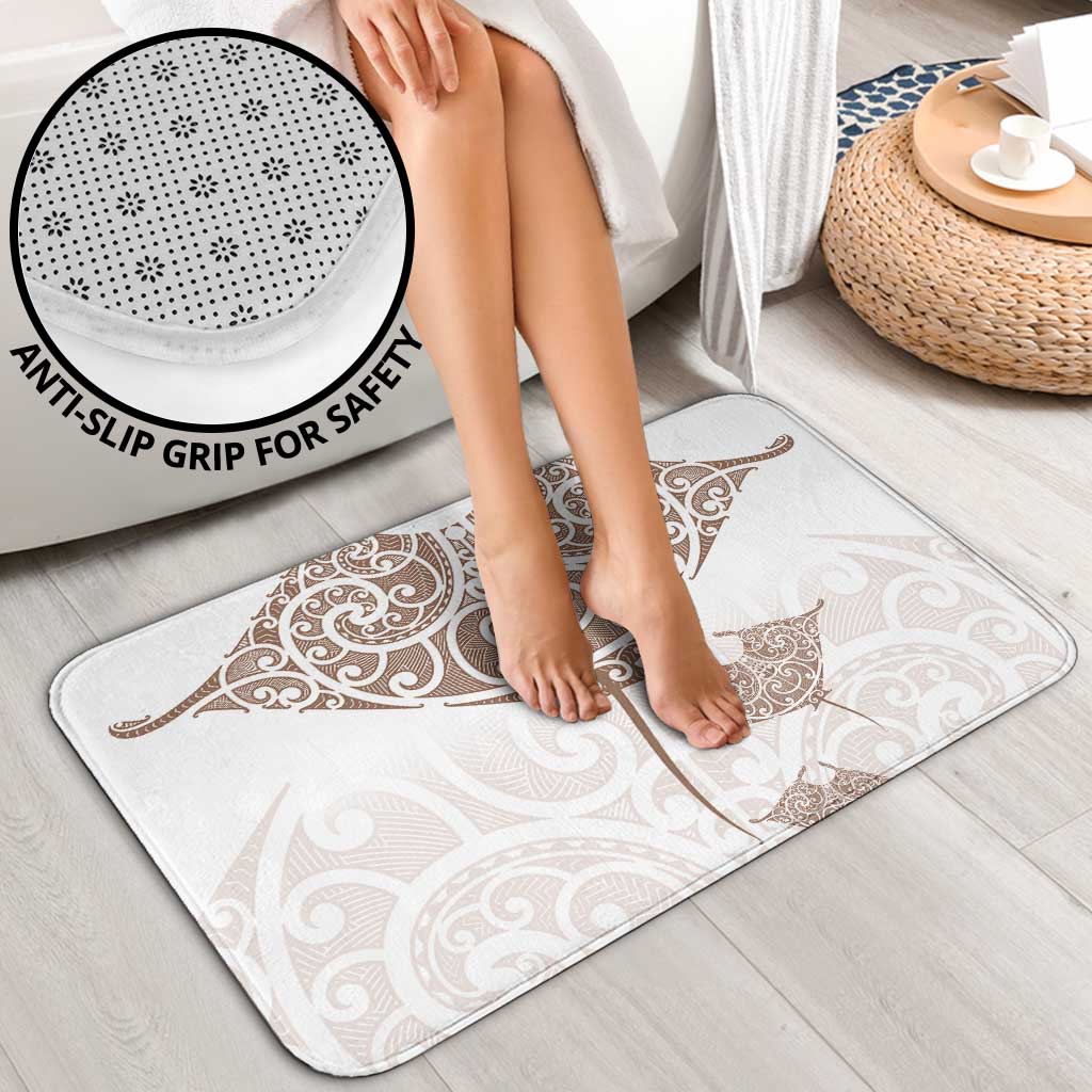 New Zealand Manta Ray Tattoo Bathroom Set Aotearoa Maori Haehae Beige - Polynesian Pride