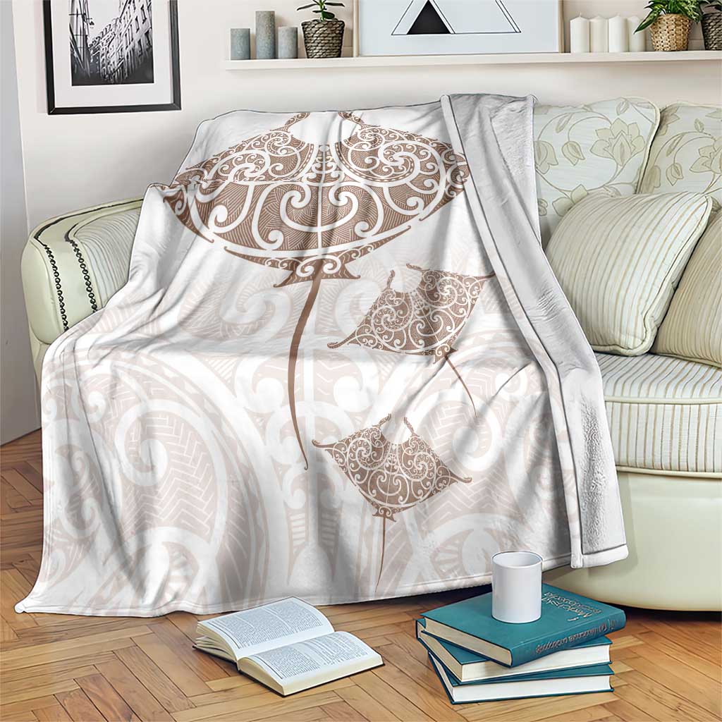 New Zealand Manta Ray Tattoo Blanket Aotearoa Maori Haehae Beige - Polynesian Pride