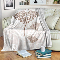 New Zealand Manta Ray Tattoo Blanket Aotearoa Maori Haehae Beige - Polynesian Pride