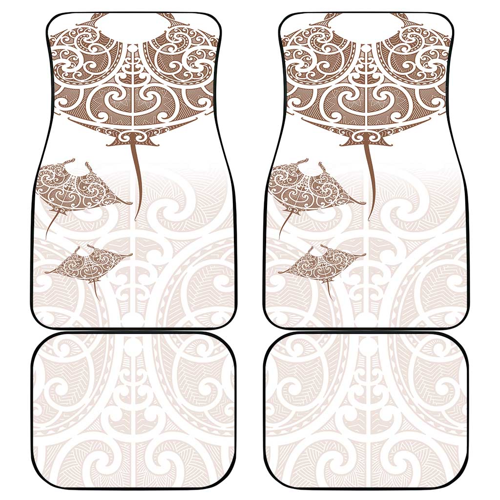 New Zealand Manta Ray Tattoo Car Mats Aotearoa Maori Haehae Beige - Polynesian Pride