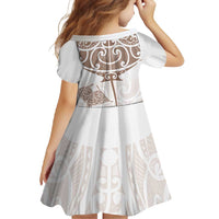 New Zealand Manta Ray Tattoo Family Matching Mermaid Dress and Hawaiian Shirt Aotearoa Maori Haehae Beige - Polynesian Pride