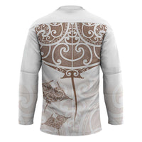 New Zealand Manta Ray Tattoo Hockey Jersey Aotearoa Maori Haehae Beige - Polynesian Pride