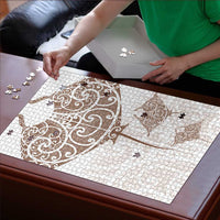 New Zealand Manta Ray Tattoo Puzzle Aotearoa Maori Haehae Beige - Polynesian Pride