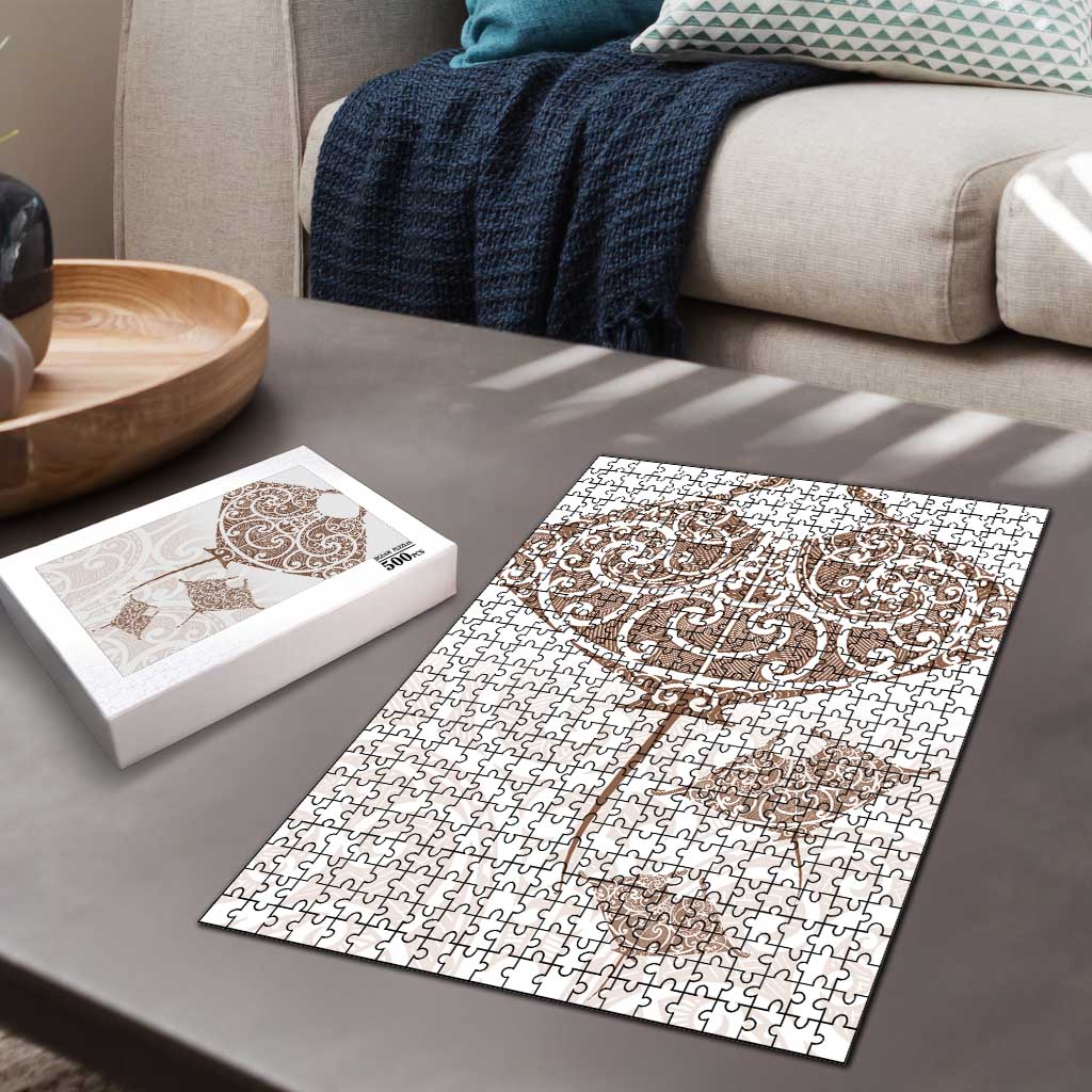 New Zealand Manta Ray Tattoo Puzzle Aotearoa Maori Haehae Beige - Polynesian Pride