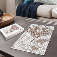 New Zealand Manta Ray Tattoo Puzzle Aotearoa Maori Haehae Beige - Polynesian Pride