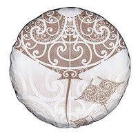 New Zealand Manta Ray Tattoo Spare Tire Cover Aotearoa Maori Haehae Beige - Polynesian Pride
