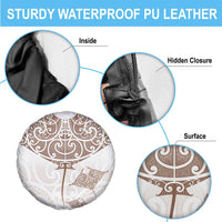 New Zealand Manta Ray Tattoo Spare Tire Cover Aotearoa Maori Haehae Beige - Polynesian Pride