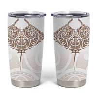 New Zealand Manta Ray Tattoo Tumbler Cup Aotearoa Maori Haehae Beige - Polynesian Pride