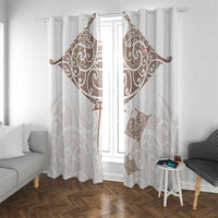 New Zealand Manta Ray Tattoo Window Curtain Aotearoa Maori Haehae Beige - Polynesian Pride