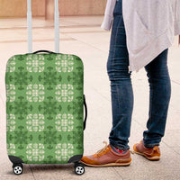 Green Hawaiian Quilt Luggage Cover Hawaii Pineapple Monstera Palaka Motifs - Polynesian Pride
