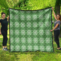 Green Hawaiian Quilt Quilt Hawaii Pineapple Monstera Palaka Motifs - Polynesian Pride
