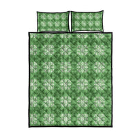 Green Hawaiian Quilt Quilt Bed Set Hawaii Pineapple Monstera Palaka Motifs - Polynesian Pride