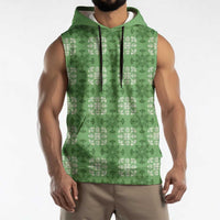 Green Hawaiian Quilt Sleeveless Hoodie Hawaii Pineapple Monstera Palaka Motifs - Polynesian Pride