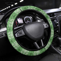 Green Hawaiian Quilt Steering Wheel Cover Hawaii Pineapple Monstera Palaka Motifs - Polynesian Pride