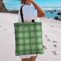 Green Hawaiian Quilt Tote Bag Hawaii Pineapple Monstera Palaka Motifs - Polynesian Pride
