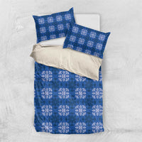 Royal Blue Hawaiian Quilt Bedding Set Hawaii Pineapple Monstera Palaka Motifs - Polynesian Pride