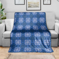Royal Blue Hawaiian Quilt Blanket Hawaii Pineapple Monstera Palaka Motifs - Polynesian Pride