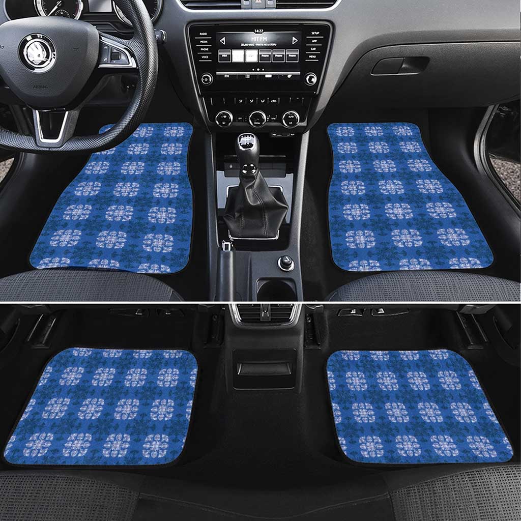 Royal Blue Hawaiian Quilt Car Mats Hawaii Pineapple Monstera Palaka Motifs - Polynesian Pride