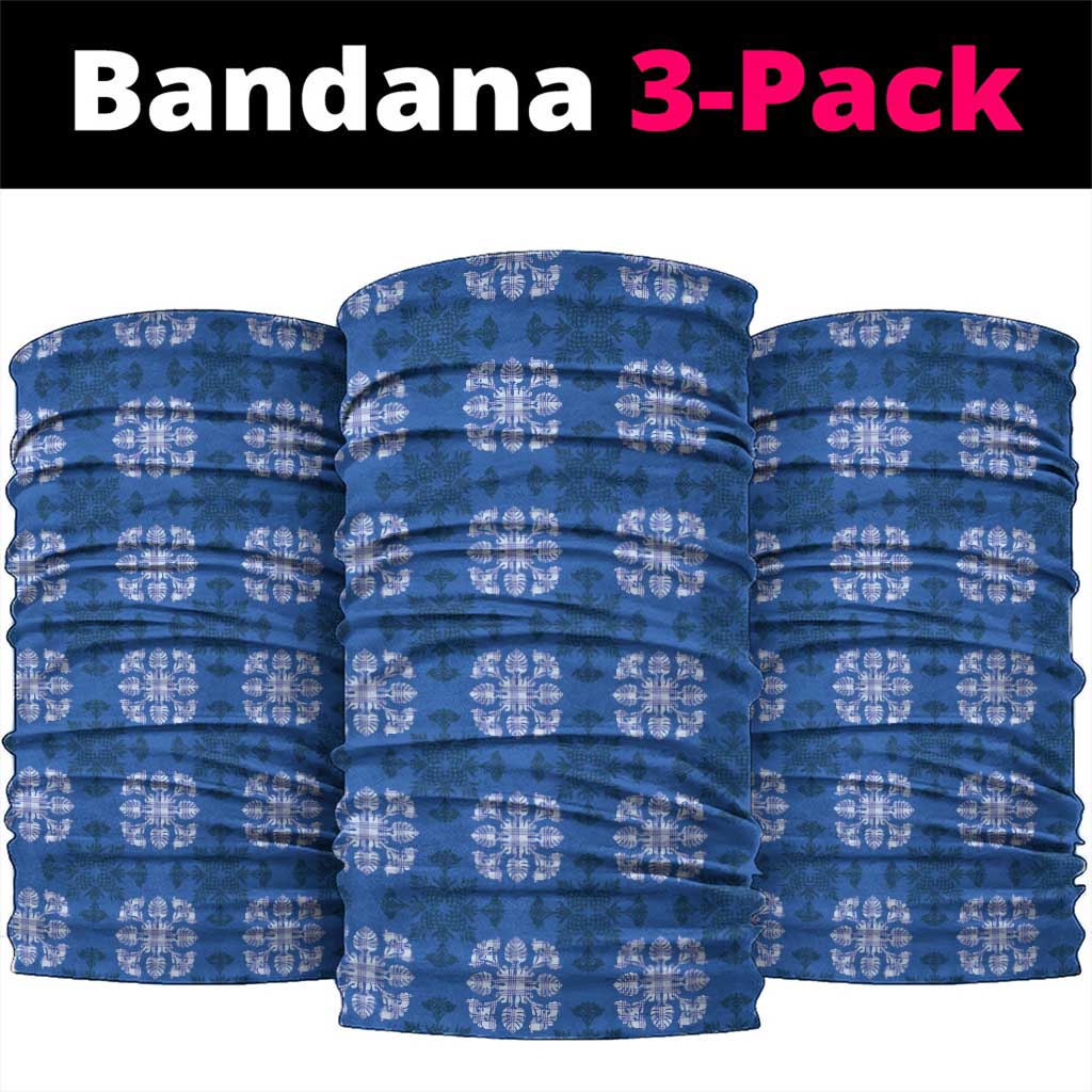 Royal Blue Hawaiian Quilt Neck Gaiter Hawaii Pineapple Monstera Palaka Motifs - Polynesian Pride