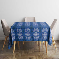 Royal Blue Hawaiian Quilt Tablecloth Hawaii Pineapple Monstera Palaka Motifs - Polynesian Pride