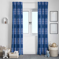 Royal Blue Hawaiian Quilt Window Curtain Hawaii Pineapple Monstera Palaka Motifs - Polynesian Pride
