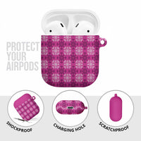 Pink Hawaiian Quilt AirPods Case Hawaii Pineapple Monstera Palaka Motifs - Polynesian Pride