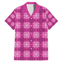 Pink Hawaiian Quilt Family Matching Mermaid Dress and Hawaiian Shirt Hawaii Pineapple Monstera Palaka Motifs - Polynesian Pride