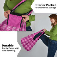 Pink Hawaiian Quilt Grocery Bag Hawaii Pineapple Monstera Palaka Motifs - Polynesian Pride