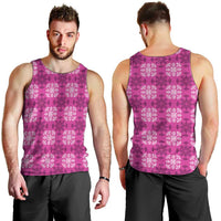 Pink Hawaiian Quilt Men Tank Top Hawaii Pineapple Monstera Palaka Motifs - Polynesian Pride