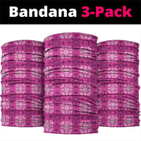 Pink Hawaiian Quilt Neck Gaiter Hawaii Pineapple Monstera Palaka Motifs - Polynesian Pride