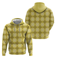 Yellow Hawaiian Quilt Hoodie Hawaii Pineapple Monstera Palaka Motifs - Polynesian Pride