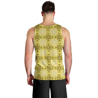 Yellow Hawaiian Quilt Men Tank Top Hawaii Pineapple Monstera Palaka Motifs - Polynesian Pride