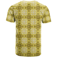 Yellow Hawaiian Quilt T Shirt Hawaii Pineapple Monstera Palaka Motifs - Polynesian Pride
