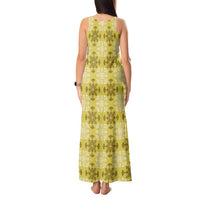 Yellow Hawaiian Quilt Tank Maxi Dress Hawaii Pineapple Monstera Palaka Motifs - Polynesian Pride