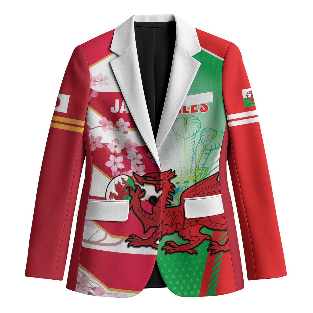 Japan and Wales Rugby Custom Blazer Brave Blossoms Welsh Dragon Together LT14 Unisex Red - Polynesian Pride