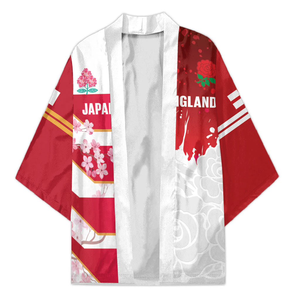 Japan and England Rugby Custom Kimono Brave Blossoms Red Roses Together LT14 Unisex Red - Polynesian Pride