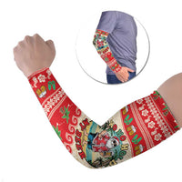Mele Kalikimaka Hawaii Arm Sleeves Funny Beer-Loving Santa Hawaiian Tropical LT14 Set of 2 Red - Polynesian Pride