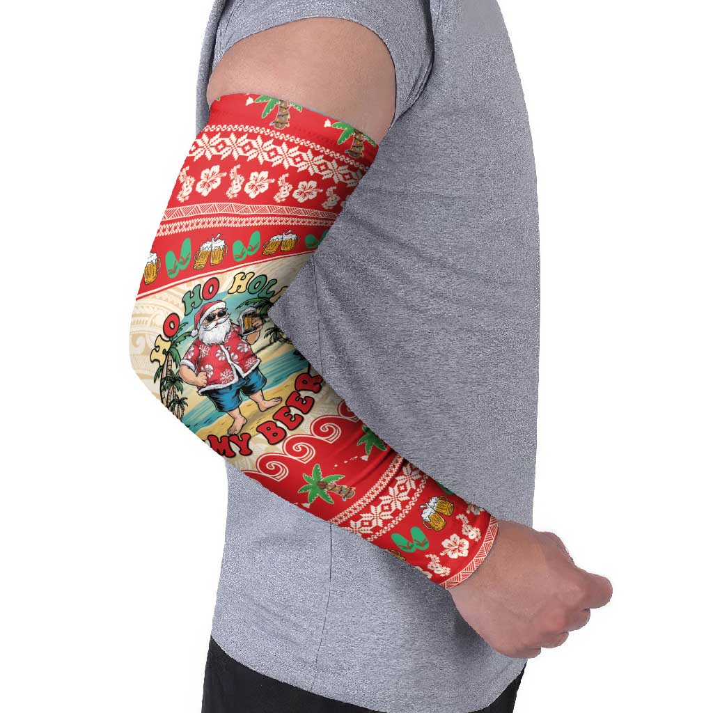 Mele Kalikimaka Hawaii Arm Sleeves Funny Beer-Loving Santa Hawaiian Tropical LT14 - Polynesian Pride