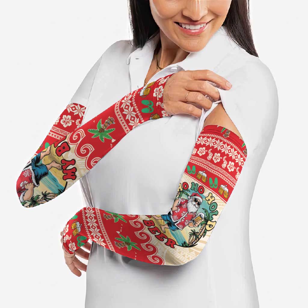 Mele Kalikimaka Hawaii Arm Sleeves Funny Beer-Loving Santa Hawaiian Tropical LT14 - Polynesian Pride