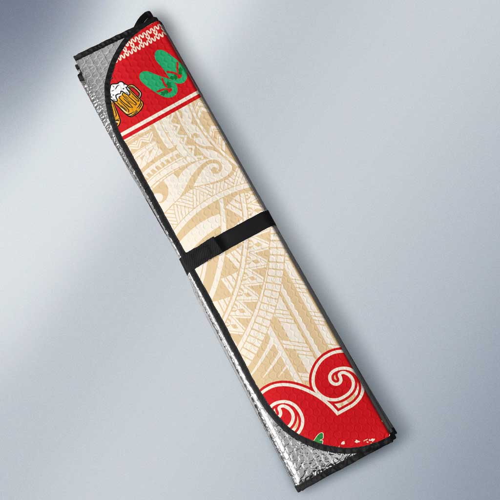 Mele Kalikimaka Hawaii Auto Sun Shade Funny Beer-Loving Santa Hawaiian Tropical LT14 - Polynesian Pride