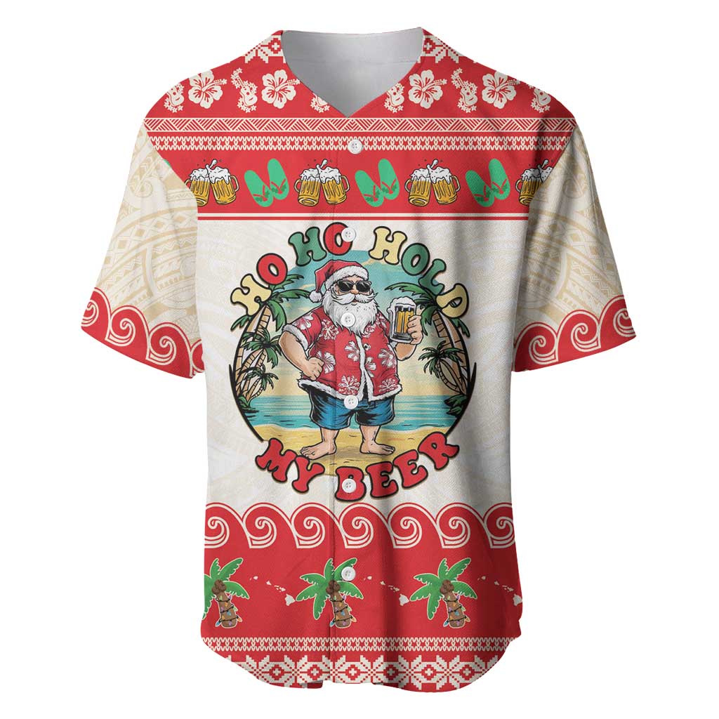 Mele Kalikimaka Hawaii Baseball Jersey Funny Beer-Loving Santa Hawaiian Tropical - Polynesian Pride