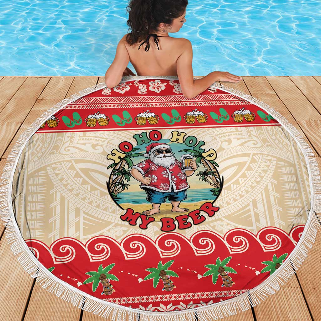 Mele Kalikimaka Hawaii Beach Blanket Funny Beer-Loving Santa Hawaiian Tropical LT14 - Polynesian Pride