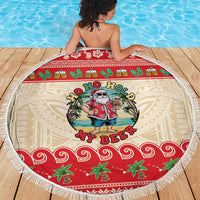 Mele Kalikimaka Hawaii Beach Blanket Funny Beer-Loving Santa Hawaiian Tropical LT14 - Polynesian Pride
