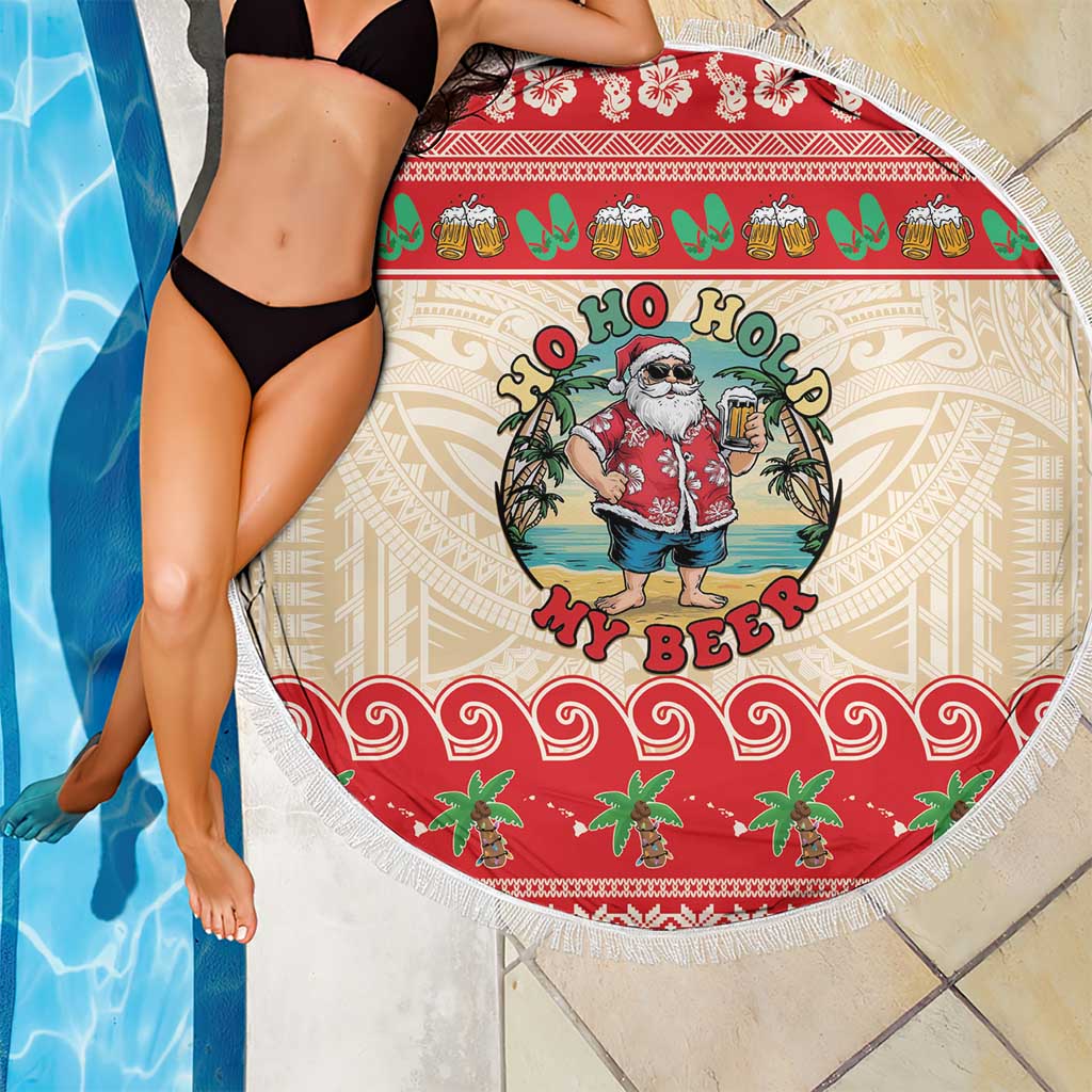 Mele Kalikimaka Hawaii Beach Blanket Funny Beer-Loving Santa Hawaiian Tropical LT14 - Polynesian Pride