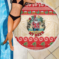 Mele Kalikimaka Hawaii Beach Blanket Funny Beer-Loving Santa Hawaiian Tropical LT14 - Polynesian Pride