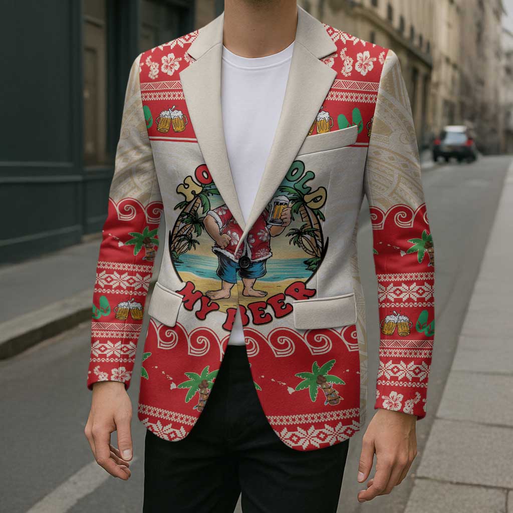 Mele Kalikimaka Hawaii Blazer Funny Beer-Loving Santa Hawaiian Tropical LT14 - Polynesian Pride