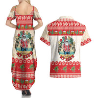 Mele Kalikimaka Hawaii Couples Matching Summer Maxi Dress and Hawaiian Shirt Funny Beer-Loving Santa Hawaiian Tropical - Polynesian Pride