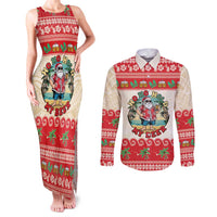 Mele Kalikimaka Hawaii Couples Matching Tank Maxi Dress and Long Sleeve Button Shirt Funny Beer-Loving Santa Hawaiian Tropical LT14 Red - Polynesian Pride