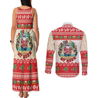 Mele Kalikimaka Hawaii Couples Matching Tank Maxi Dress and Long Sleeve Button Shirt Funny Beer-Loving Santa Hawaiian Tropical LT14 - Polynesian Pride